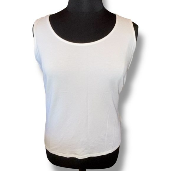 TALBOTS Pima Cotton-Blend Tank - Solid White 1X - Picture 2 of 14